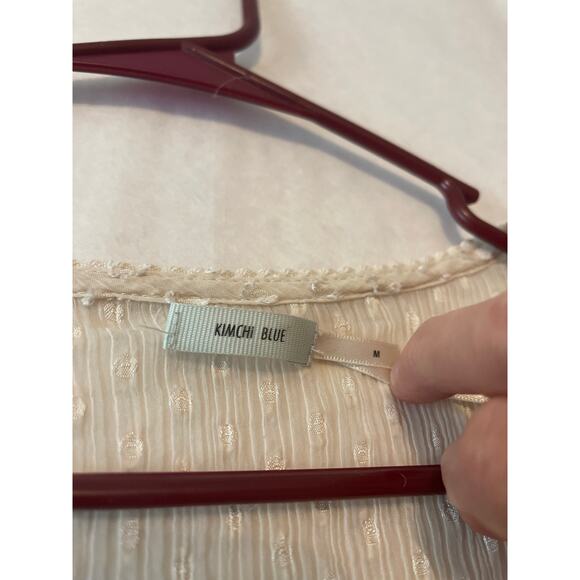 Kimchi Blue Sheer Ivory Button Front Lacy Loose Fit Medium Womens Top - Picture 5 of 7